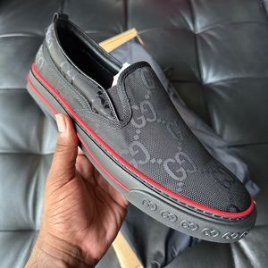 New Men’s Black Gucci 1977 Slip-on Sneakers